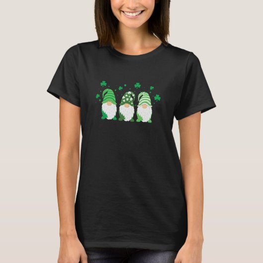 Cute Gnomes Holding Shamrock Leopard Plaid St Patr T-Shirt (Vorderseite)