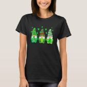Cute Gnomes Holding Shamrock Leopard Plaid St Patr T-Shirt (Vorderseite)