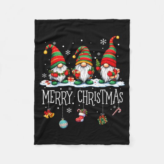 Cute Gnomes Merry Christmas Light Family Gnome Xma Fleecedecke (Vorderseite)