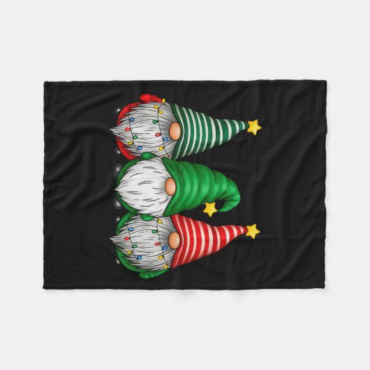 Cute Gnomes Merry Christmas Light Family Gnome Xma Fleecedecke (Vorderseite (Horizontal))