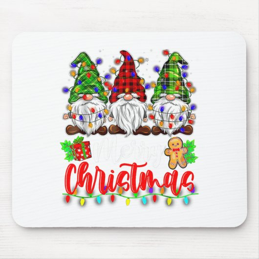 Cute Gnomes Merry Christmas Light Family Gnome Xma Mousepad (Vorne)