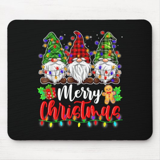 Cute Gnomes Merry Christmas Light Family Gnome Xma Mousepad (Vorne)