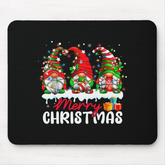 Cute Gnomes Merry Christmas Light Family Gnome Xma Mousepad (Vorne)