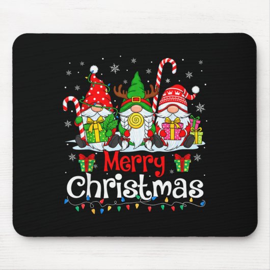 Cute Gnomes Merry Christmas Light Family Gnome Xma Mousepad (Vorne)