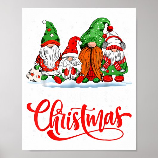 Cute Gnomes Merry Christmas Light Family Gnome Xma Poster (Vorne)