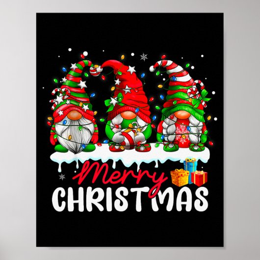 Cute Gnomes Merry Christmas Light Family Gnome Xma Poster (Vorne)