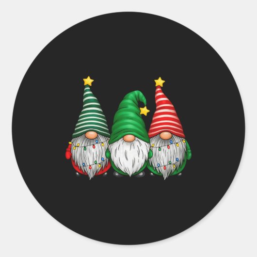 Cute Gnomes Merry Christmas Light Family Gnome Xma Runder Aufkleber (Vorderseite)