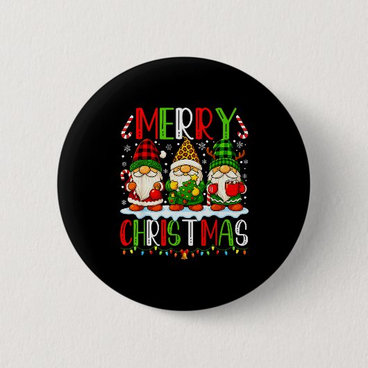 Cute Gnomes Merry Christmas Lights Gnome Xmas Men Button (Vorderseite)