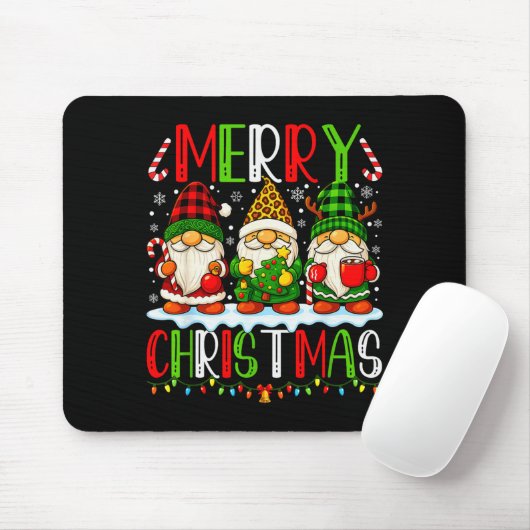 Cute Gnomes Merry Christmas Lights Gnome Xmas Men Mousepad (Mit Mouse)