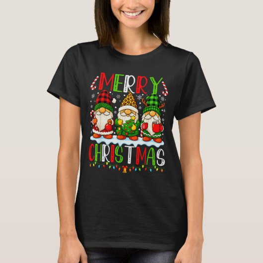 Cute Gnomes Merry Christmas Lights Gnome Xmas Men T-Shirt (Vorderseite)