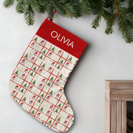 Cute Gnomes & Trees – Linen Christmas Design Kleiner Weihnachtsstrumpf