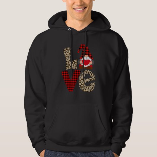 Cute Gnomes Valentines Love Leopard Plaid Couple M Hoodie (Vorderseite)