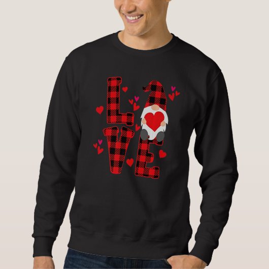 Cute Gnomes Valentines Love Leopard Plaid Couple M Sweatshirt (Vorderseite)