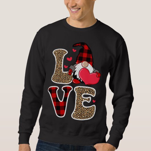 Cute Gnomes Valentines Love Leopard Plaid Couple M Sweatshirt (Vorderseite)