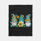 Cute Gnomes With Sunflower Butterfly Gardeners Sum Fleecedecke (Vorderseite)