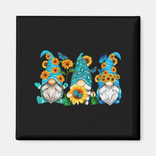 Cute Gnomes With Sunflower Butterfly Gardeners Sum Magnet (Vorne)