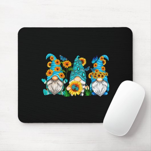 Cute Gnomes With Sunflower Butterfly Gardeners Sum Mousepad (Mit Mouse)