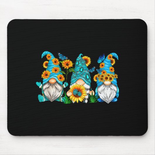 Cute Gnomes With Sunflower Butterfly Gardeners Sum Mousepad (Vorne)