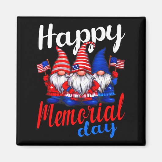 Cute Gnomes With Usa Flag Happy Memorial Day  Magnet (Vorne)
