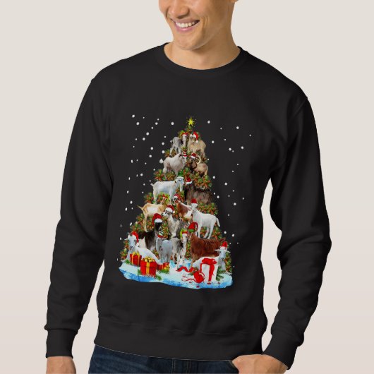 Cute Goat Christmas Tree Sweatshirt (Vorderseite)