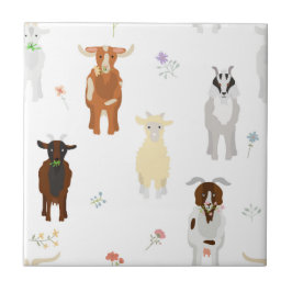 Cute Goats Farm Animals Kids Seamless Pattern Fliese