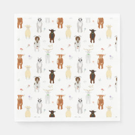Cute Goats Farm Animals Serviette