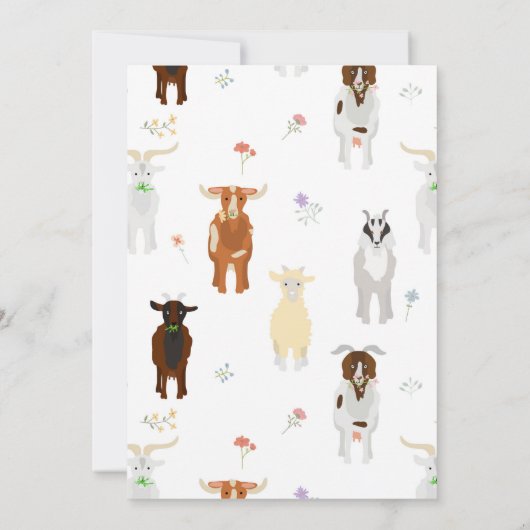 Cute Goats Farm Party Animals Goat Birthday Theme Einladung (Rückseite)