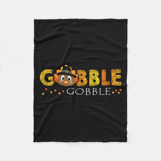 Cute Gobble Gobble Turkey Pilgrim Little Boys Than Fleecedecke (Vorderseite)