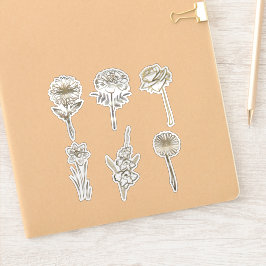 Cute Gold Abstract Flowers Drawing Aufkleber