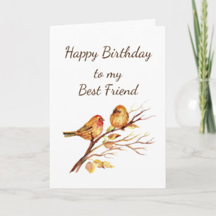 Cute Gold Birds Best Friend Friendship Birthday Karte