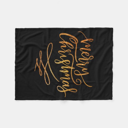 Cute Gold Brush Script Merry Christmas T Shirt Fleecedecke (Vorderseite (Horizontal))