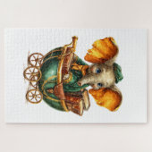 Cute Gold Green Elephant Puzzles (Horizontal)