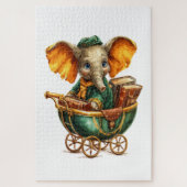 Cute Gold Green Elephant Puzzles (Vertikal)