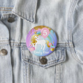 Cute Gold & White Unicorn Treats Birthday Button (Beispiel)