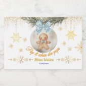 Cute golden Gingerbread boy Pop It When She Pops  Schaumweinetikett (Einzelnes Label)