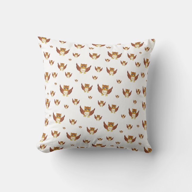 Cute Golden Owl Seamless Pattern Kissen (Vorderseite)