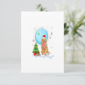 Cute Golden Retriever Christmas Dog Light Tree RSVP Karte (Stehend Vorderseite)