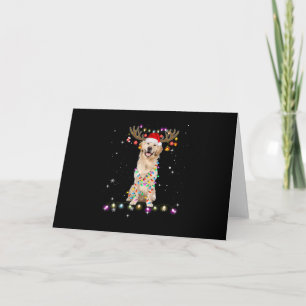 Cute Golden Retriever Christmas Lights Reindeer Karte