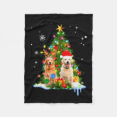 Cute Golden Retriever Christmas Tree Fleecedecke (Vorderseite)