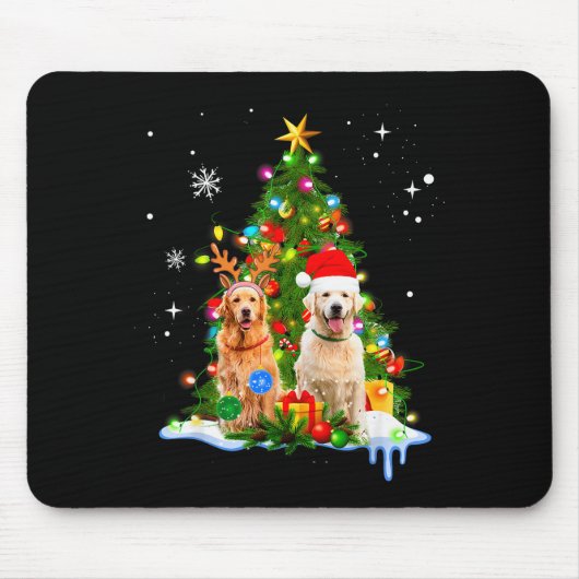 Cute Golden Retriever Christmas Tree  Mousepad (Vorne)