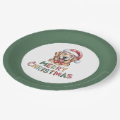 Cute Golden Retriever Dog Christmas Pappteller (Schrägansicht)