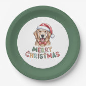 Cute Golden Retriever Dog Christmas Pappteller (Vorderseite)