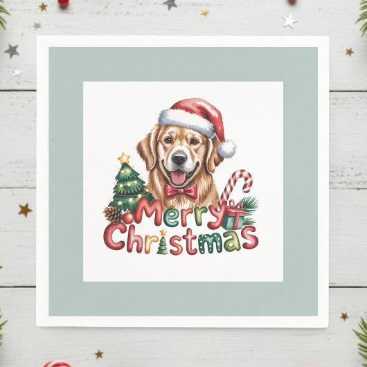 Cute Golden Retriever Dog Christmas Serviette