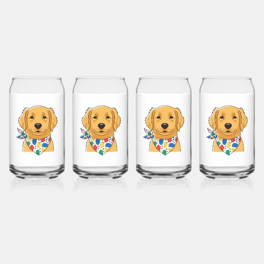 Cute Golden Retriever Dog Illustration Can Glass S Dosenglas (Vorderseite)