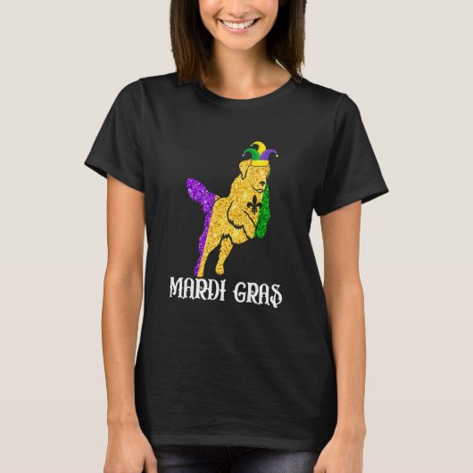 Cute Golden Retriever Dog Lover Mardi Gras Party J T-Shirt (Vorderseite)