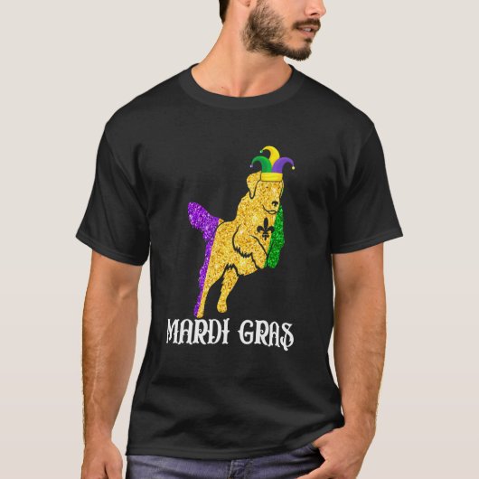 Cute Golden Retriever Dog Lover Mardi Gras Party J T-Shirt (Vorderseite)