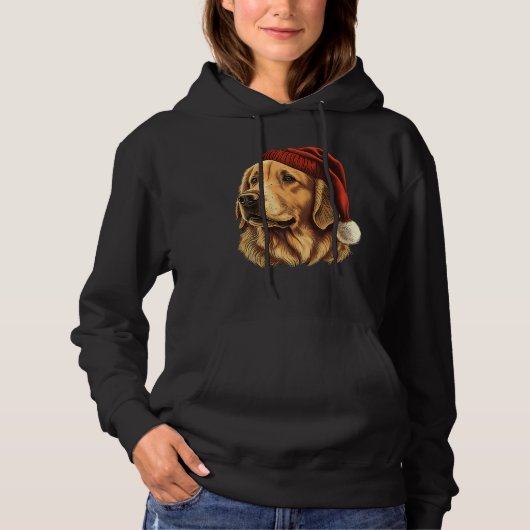 Cute Golden Retriever Dog with Christmas Hat Hoodie (Vorderseite)