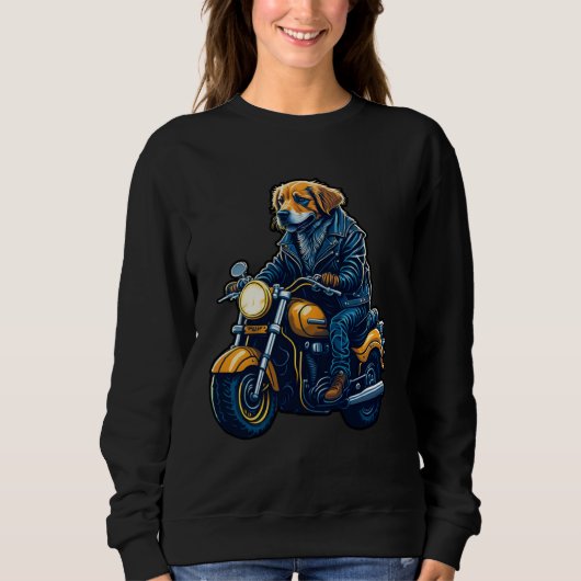 Cute golden retriever drives motorcycle at Christm Sweatshirt (Vorderseite)