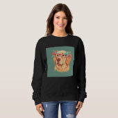 Cute Golden Retriever Illustration Floral Glasses  Sweatshirt (Vorne ganz)