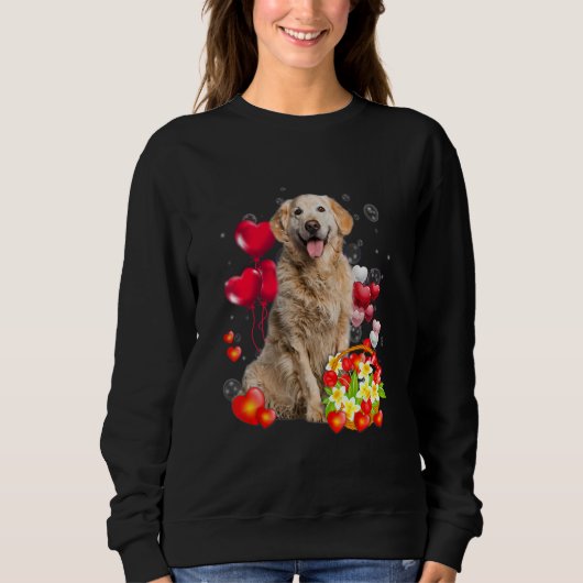 Cute Golden Retriever Valentine's Day Dog Heart Fl Sweatshirt (Vorderseite)